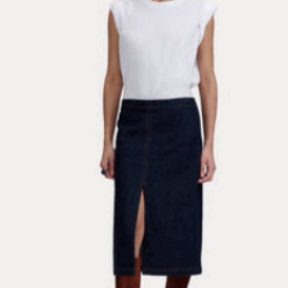 NWT Rachel Comey Fessura Raw Dark Denim Midi Skirt